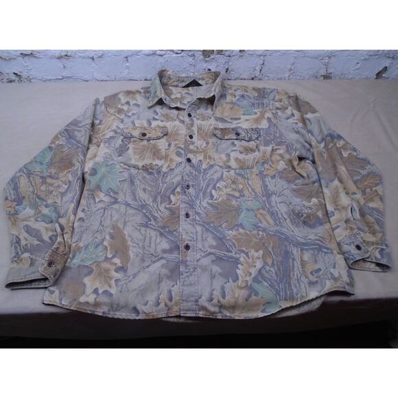 Vintage Liberty Realtree Camouflage Mens Size XXL Camo Button Up Hunting Shirt - Picture 1 of 13